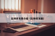 比特币文章介绍（比特币文献）